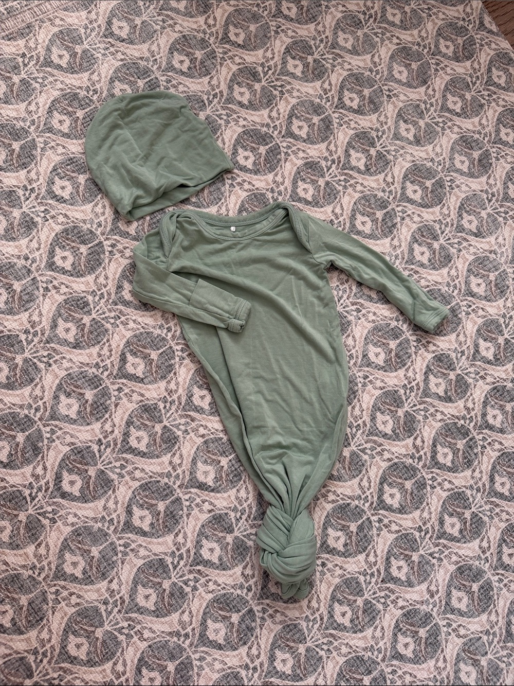 Posh Peanut Sage Green Infant Gown with Hat